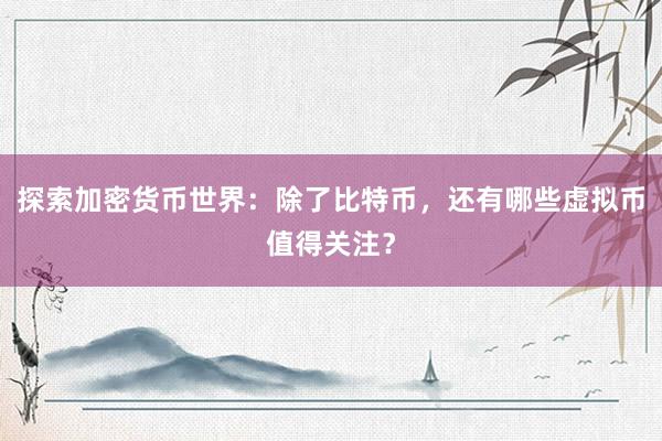 探索加密货币世界：除了比特币，还有哪些虚拟币值得关注？