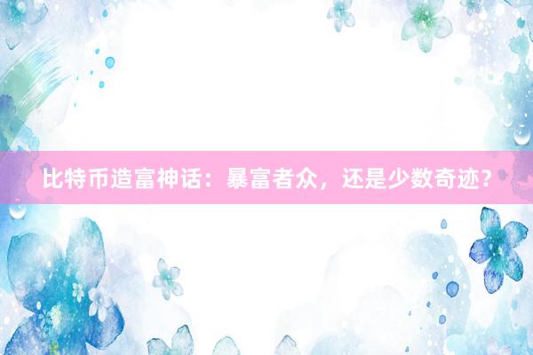 比特币造富神话：暴富者众，还是少数奇迹？