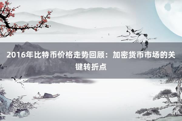 2016年比特币价格走势回顾：加密货币市场的关键转折点