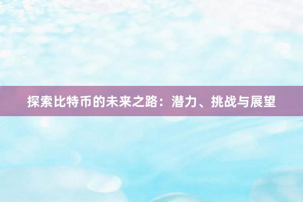 探索比特币的未来之路：潜力、挑战与展望