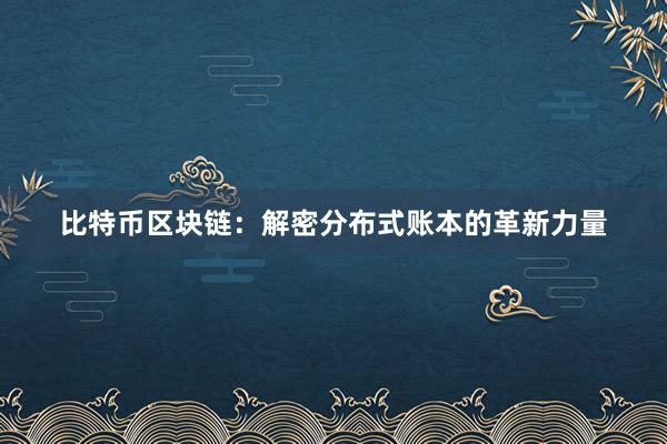 比特币区块链：解密分布式账本的革新力量