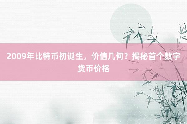 2009年比特币初诞生，价值几何？揭秘首个数字货币价格