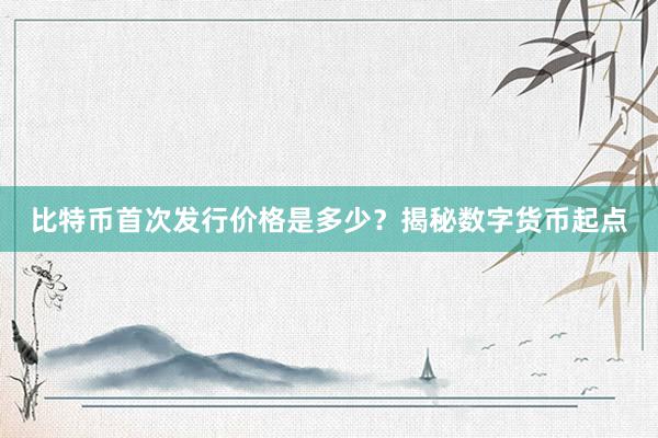比特币首次发行价格是多少？揭秘数字货币起点