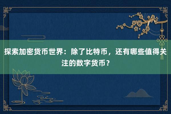 探索加密货币世界：除了比特币，还有哪些值得关注的数字货币？