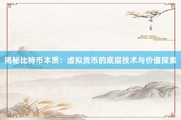 揭秘比特币本质：虚拟货币的底层技术与价值探索