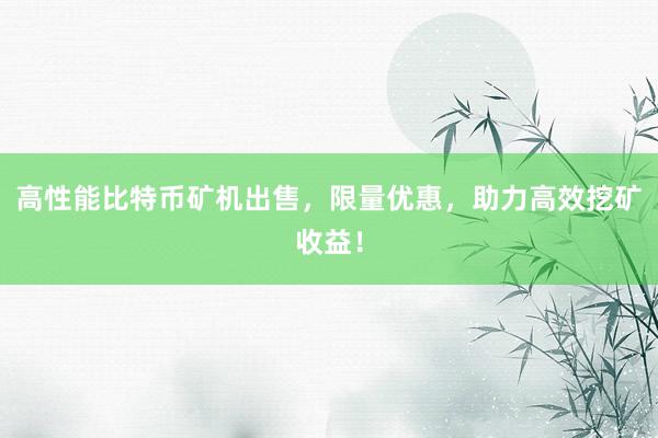 高性能比特币矿机出售，限量优惠，助力高效挖矿收益！