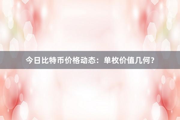 今日比特币价格动态：单枚价值几何？